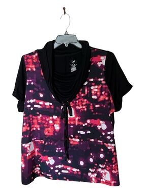 LIVI Active Lane Bryant City Lights Short Sleeve Cowlneck Top Shirt Size 18/20